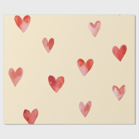 Aquarell-Herzen Nahtloses Muster Geschenkpapier (Flach)