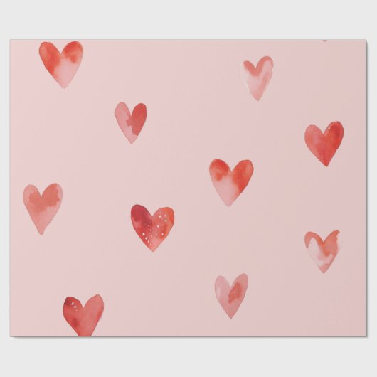 Aquarell-Herzen Nahtloses Muster Geschenkpapier (Flach)