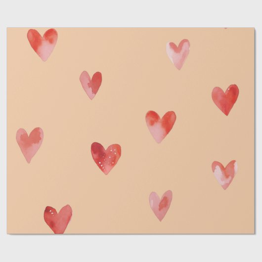 Aquarell-Herzen Nahtloses Muster Geschenkpapier (Flach)