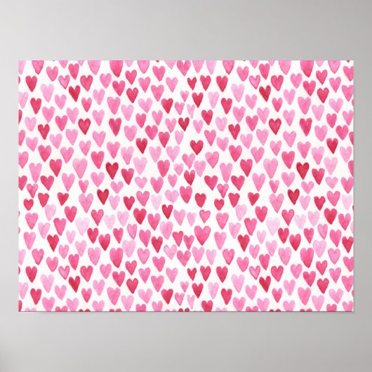 Aquarell-Herzen - Rosa Poster (Vorne)