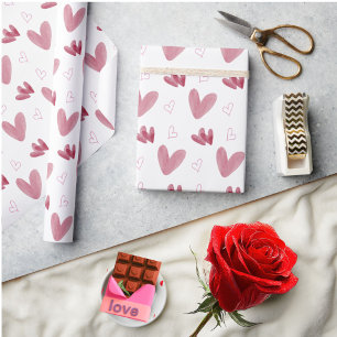 Aquarell-Herzen Rosa/Rot Romantischer Valentinstag Geschenkpapier