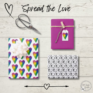 Aquarell-Herzen und XOXO-Geschenkpapierbögen Geschenkpapier Set