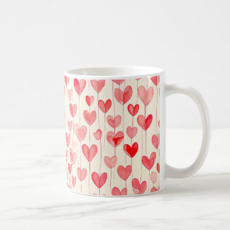 Aquarell-Herzmuster Kaffeetasse