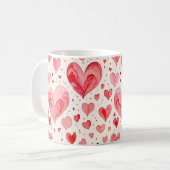 Aquarell-Herzmuster Kaffeetasse (Vorderseite Links)