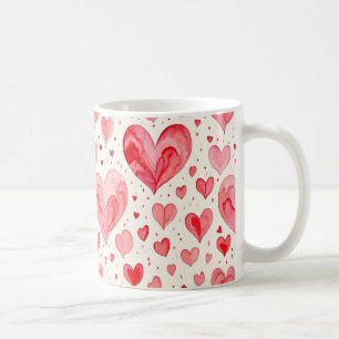 Aquarell-Herzmuster  Kaffeetasse