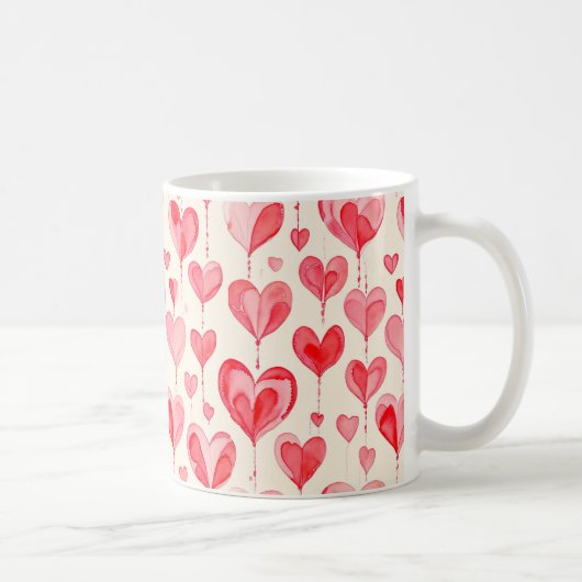 Aquarell-Herzmuster-Kollektion Kaffeetasse (Rechts)
