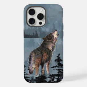 Aquarell heulender Wolf Wildtier Natur Tierkunst iPhone 15 Pro Max Hülle