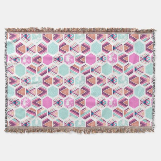 Aquarell-Hexagon-Muster Decke (Vorderseite)