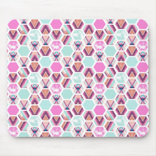 Aquarell-Hexagon-Muster Mousepad (Vorne)