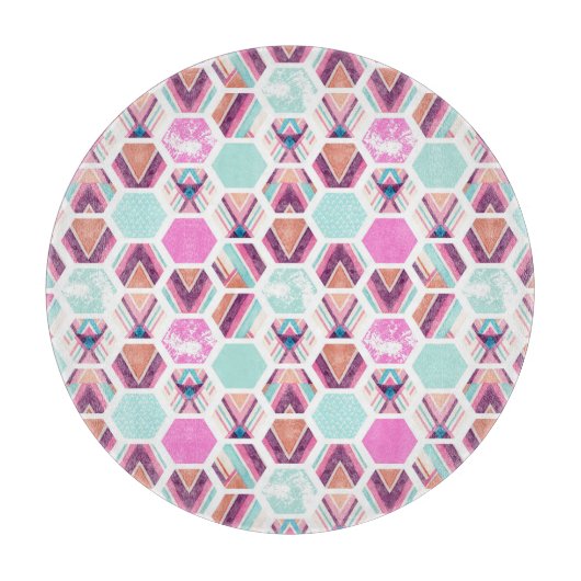 Aquarell-Hexagon-Muster Schneidebrett (Vorderseite)