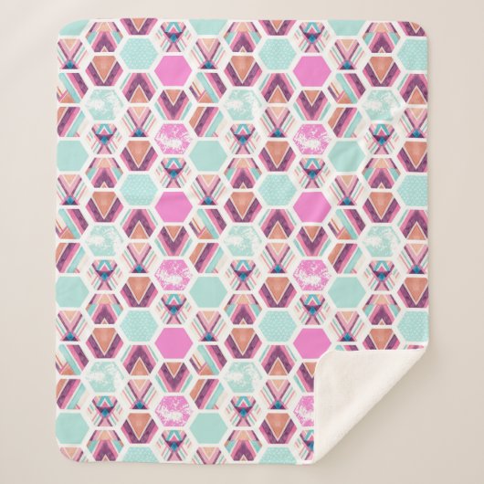 Aquarell-Hexagon-Muster Sherpadecke (Vorderseite)