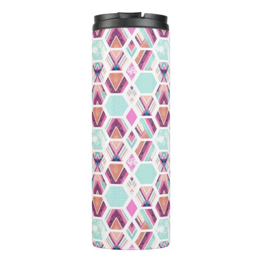 Aquarell-Hexagon-Muster Thermosbecher (Rückseite)
