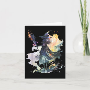 Aquarell-Hexe Halloween Herbst Herbst Kunstmalerei Karte