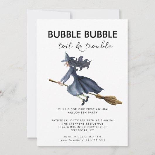 🌙 Aquarell Hexencreme-Halloween-Party Einladung (Vorderseite)