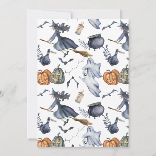 🌙 Aquarell Hexencreme-Halloween-Party Einladung (Rückseite)