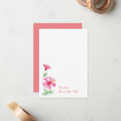 Aquarell Hibisken Danke Stationery Mitteilungskarte (Vorderseite/Rückseite Beispiel)