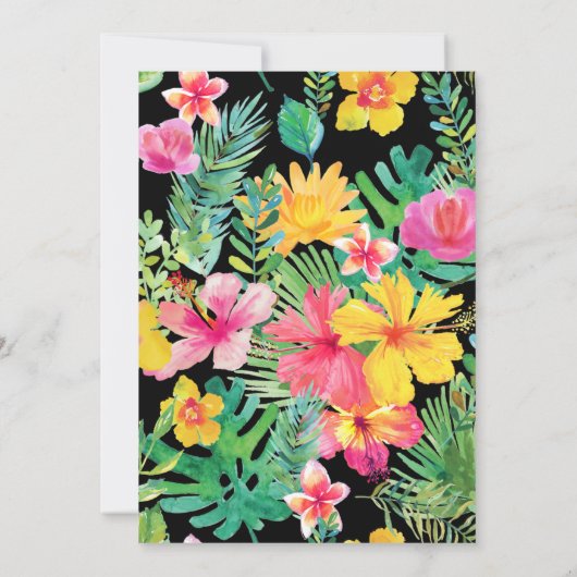 Aquarell Hibiskus Blume Tropical Baby Dusche Einladung (Rückseite)