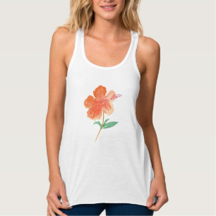 Aquarell Hibiskus Botanisch Floral Orange Tank Top