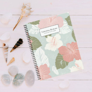 Aquarell Hibiskusblüten tropisch Personalisiert Notizblock