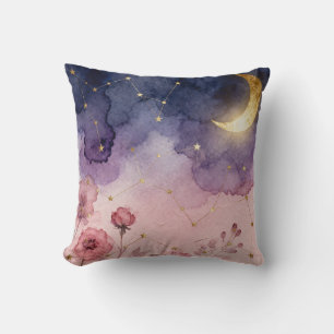 Aquarell-Himmelmond-Kissen - Träumerische Kunstwer Kissen
