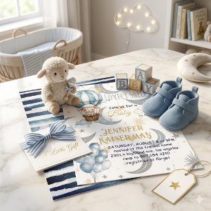 Aquarell Himmelsschaf & Luftballon Baby Shower Einladung