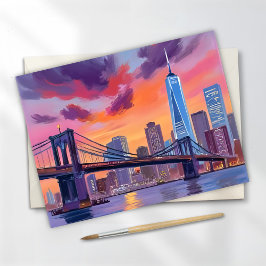 Aquarell-Himmelzeilen-Malerei-Karte von New York C