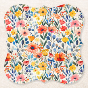 Aquarell-Hintergrund mit Frühlingswildblumen-99034 Untersetzer