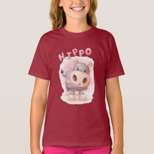 Aquarell-Hippo-Poster-Merchandising T-Shirt