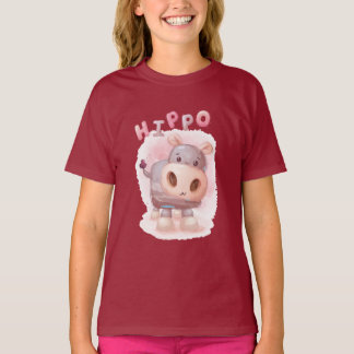 Aquarell-Hippo-Poster-Merchandising T-Shirt