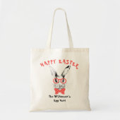 Aquarell Hipster Bunny Red Bow Ostereier Jagd Tragetasche (Vorne)