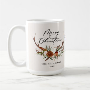 Aquarell-Hirsch-Blumen-Frohe-Weihnachten Kaffeetasse