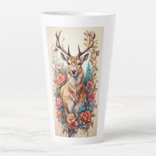 Aquarell-Hirsch-Tasse - Florales Hirsch-Coffee-Mug Milchtasse