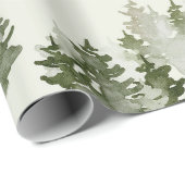 Aquarell Hirsch und nebliger Kiefernwald Geschenkpapier (Rolleneckpunkt)