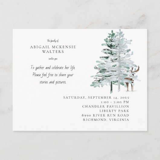Aquarell-Hirsch-Wald-Lebensfeier Postkarte (Vorderseite)
