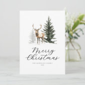 Aquarell-Hirsch-Wald-Weihnachtskarte Feiertagskarte (Stehend Vorderseite)