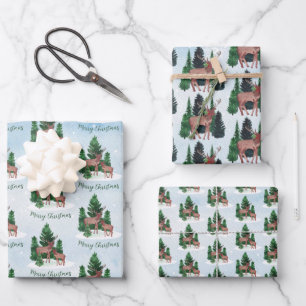 Aquarell-Hirsch-Weihnachten Geschenkpapier Set