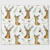 Aquarell-Hirsch-Weihnachtsmuster Geschenkpapier (Flach)
