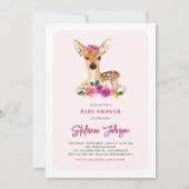 Aquarell Hirsche Purple Blumen Kinderdusche Einladung (Vorderseite)