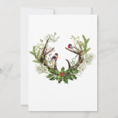 Aquarell Hirsche, Vögel Holly Berry Weihnachtsfest Einladung (Rückseite)