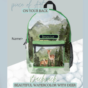 Aquarell-Hirschwald Bedruckter Rucksack