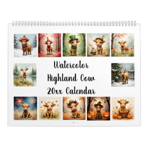 Aquarell Hochlandkuh 20xx Kalender