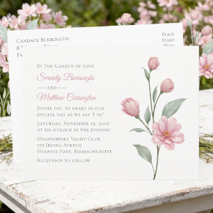 Aquarell-Hochzeit Florale Pinke Salbei-Gartenhochz Einladungspostkarte