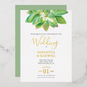 Aquarell-Hochzeit Goldfolien-Einladung Folieneinladung