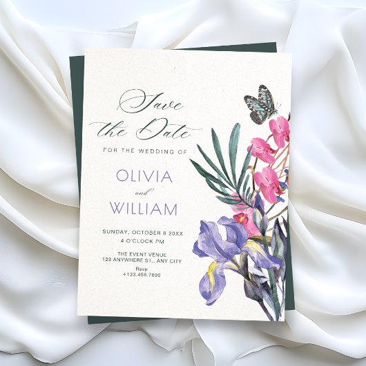 Aquarell-Hochzeit mit Blumen Save The Date