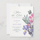 Aquarell-Hochzeit mit Blumen Save The Date (Vorderseite)