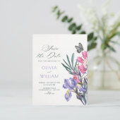 Aquarell-Hochzeit mit Blumen Save The Date (Stehend Vorderseite)