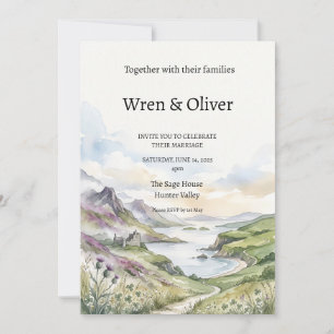 Aquarell-Hochzeits-Einladung Bergsee Einladung