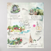 Aquarell-Hochzeits-Erinnerungsposter Poster (Vorne)