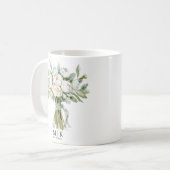 Aquarell-Hochzeitsblumenstrauß Kaffeetasse (Vorderseite Links)