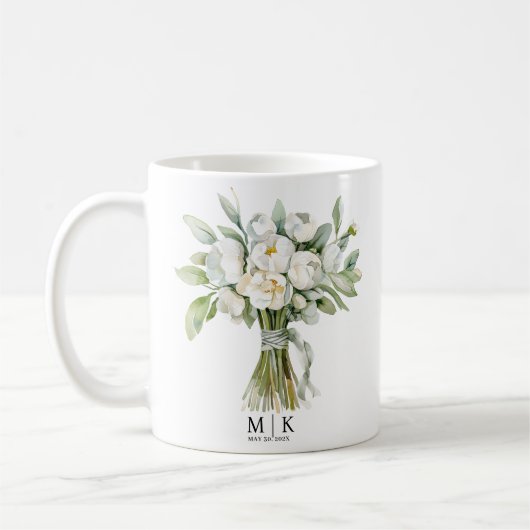 Aquarell-Hochzeitsblumenstrauß Kaffeetasse (Links)